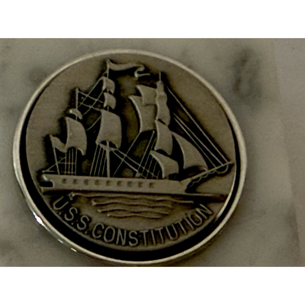 USS Constitution Pewter Marble Paperweight 2" Old Ironsides Boston Souvenir